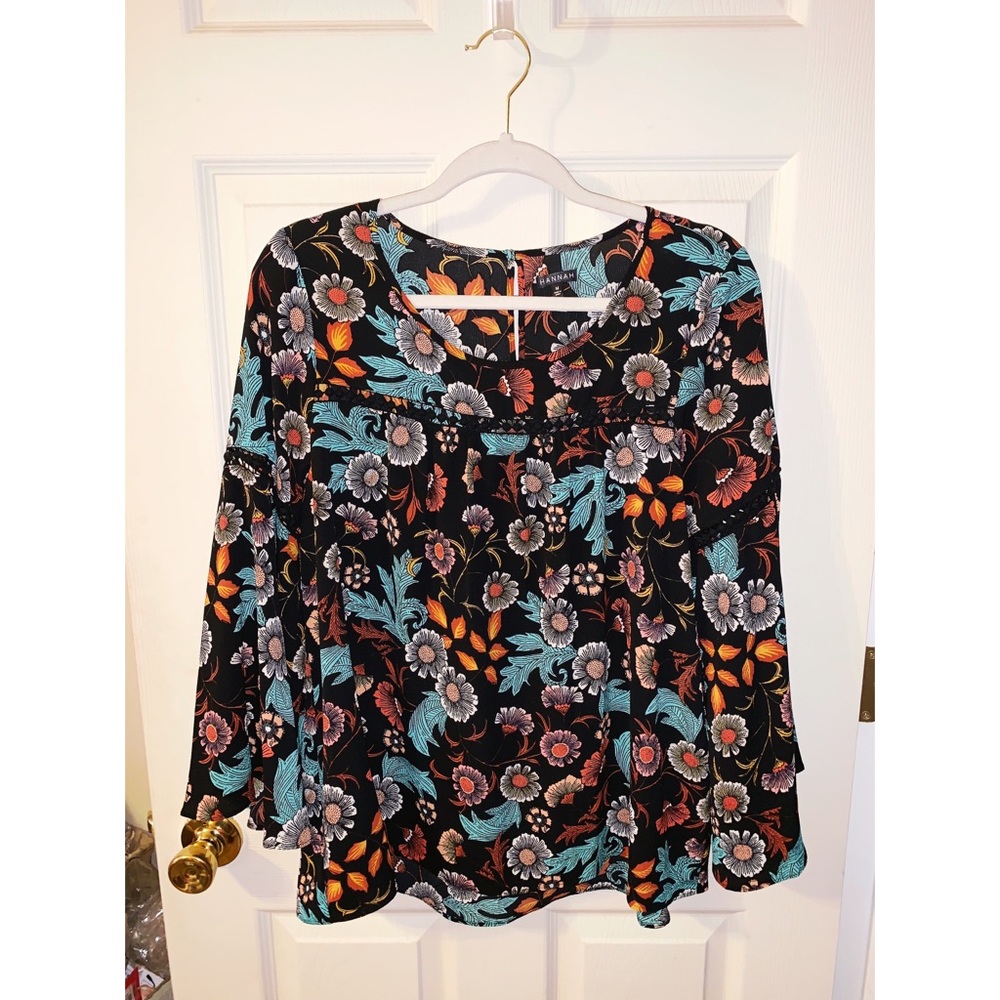 Hannah Bell Sleeve Floral Print Blouse